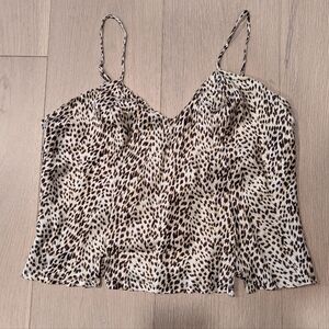 Natural Reflections Leopard Print Spaghetti Strap Silk Camisole